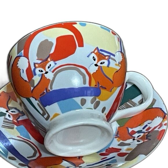 What the fox teacup and saucer funny modern tea time set for sarcastic birthday - Picture 5 of 9